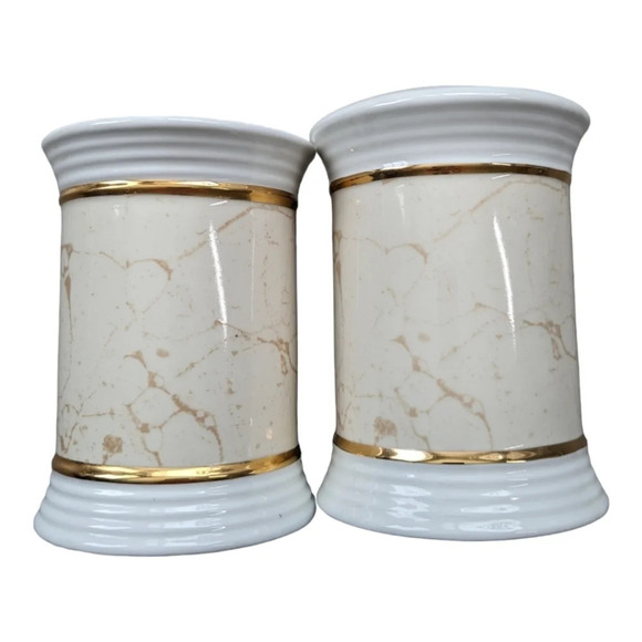 Allure Vintage Set of Toothbrush Holder & Cup  Ceramic Aphrodite-Beige Metallic - Picture 2 of 5